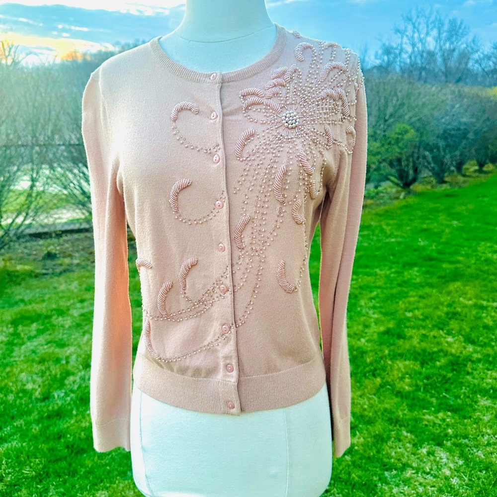 Anne Klein embellished button down cardigan